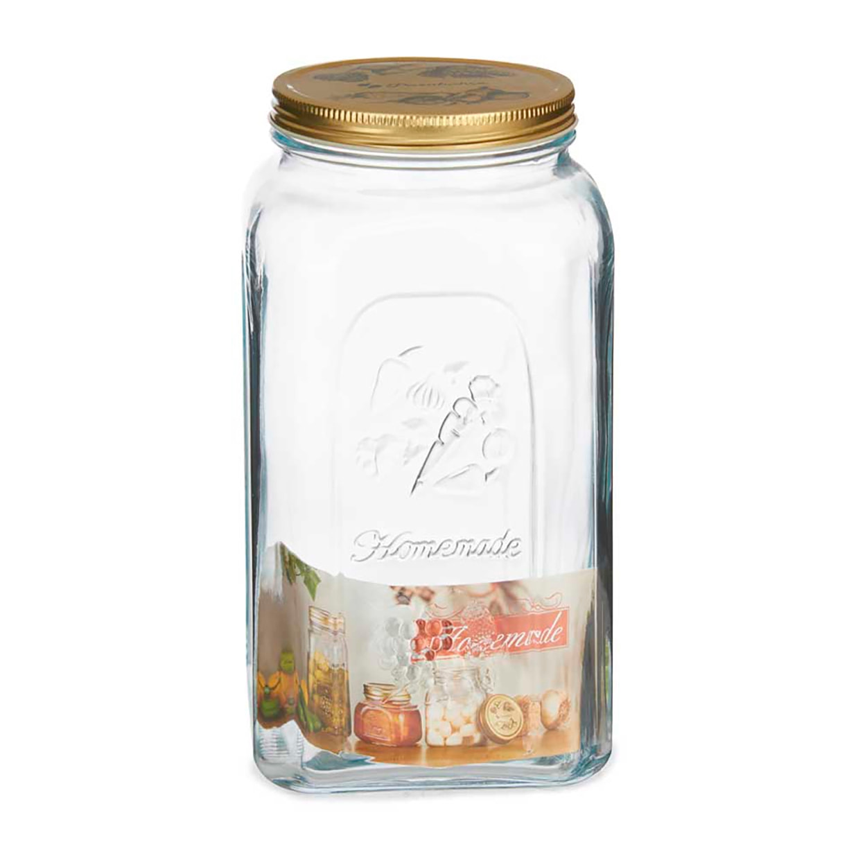 Tarro de vidrio con tapa de metal. Diseño "Homemade" 3000 ml.