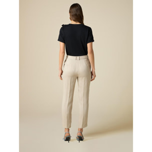 Oltre - Pantaloni misto tencel - Beige