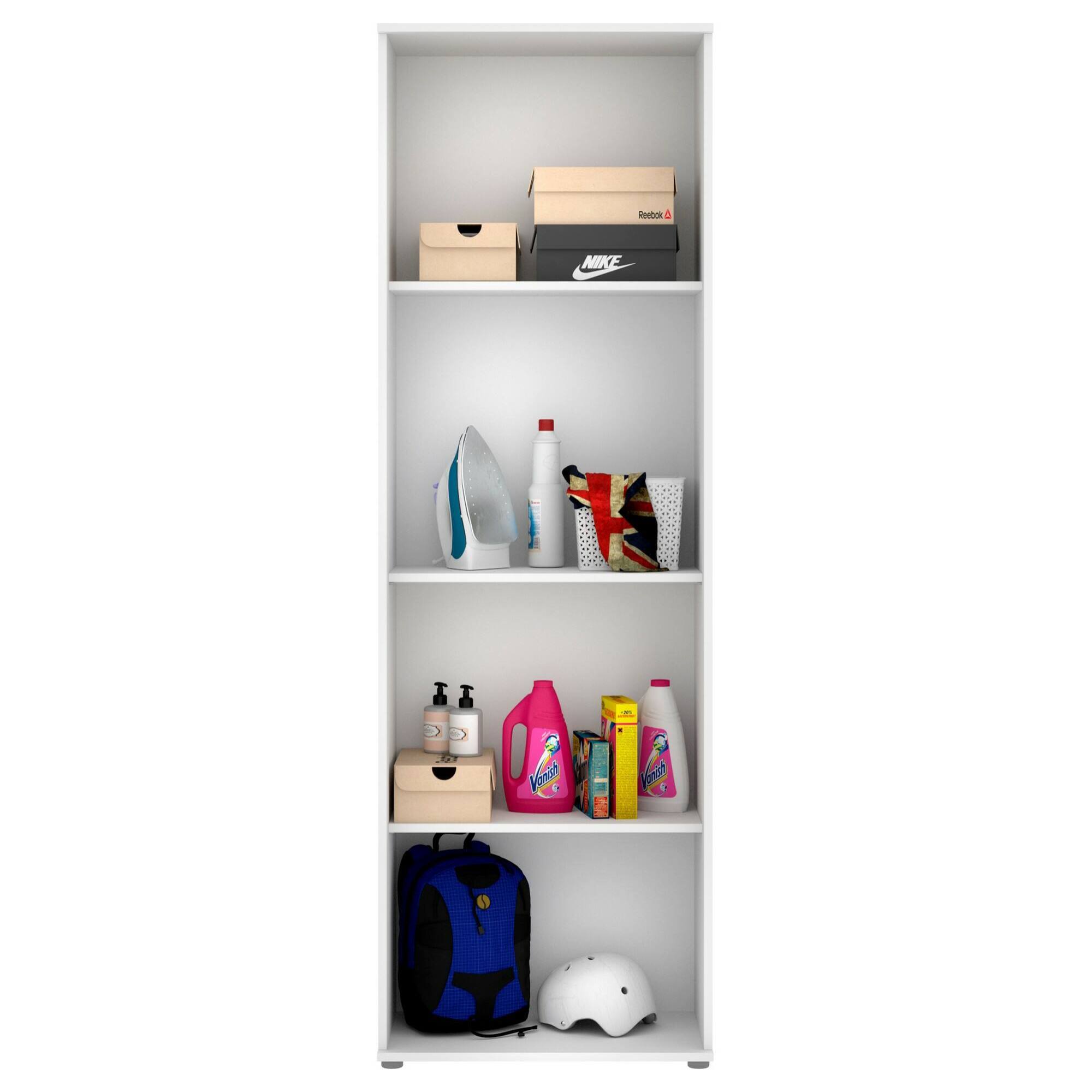 Armadio multiuso Serro, Mobile multifunzione portascarpe, Guardaroba a 2 ante, 61x35h190 cm, Bianco