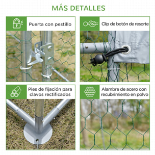 Gallinero para Exterior Grande Jaula de Acero Galvanizado con Techo de Tela Oxford Corral y Cerradura para 12-18 Gallinas Conejos Aves 5,7x2,8x1,97 m Plata