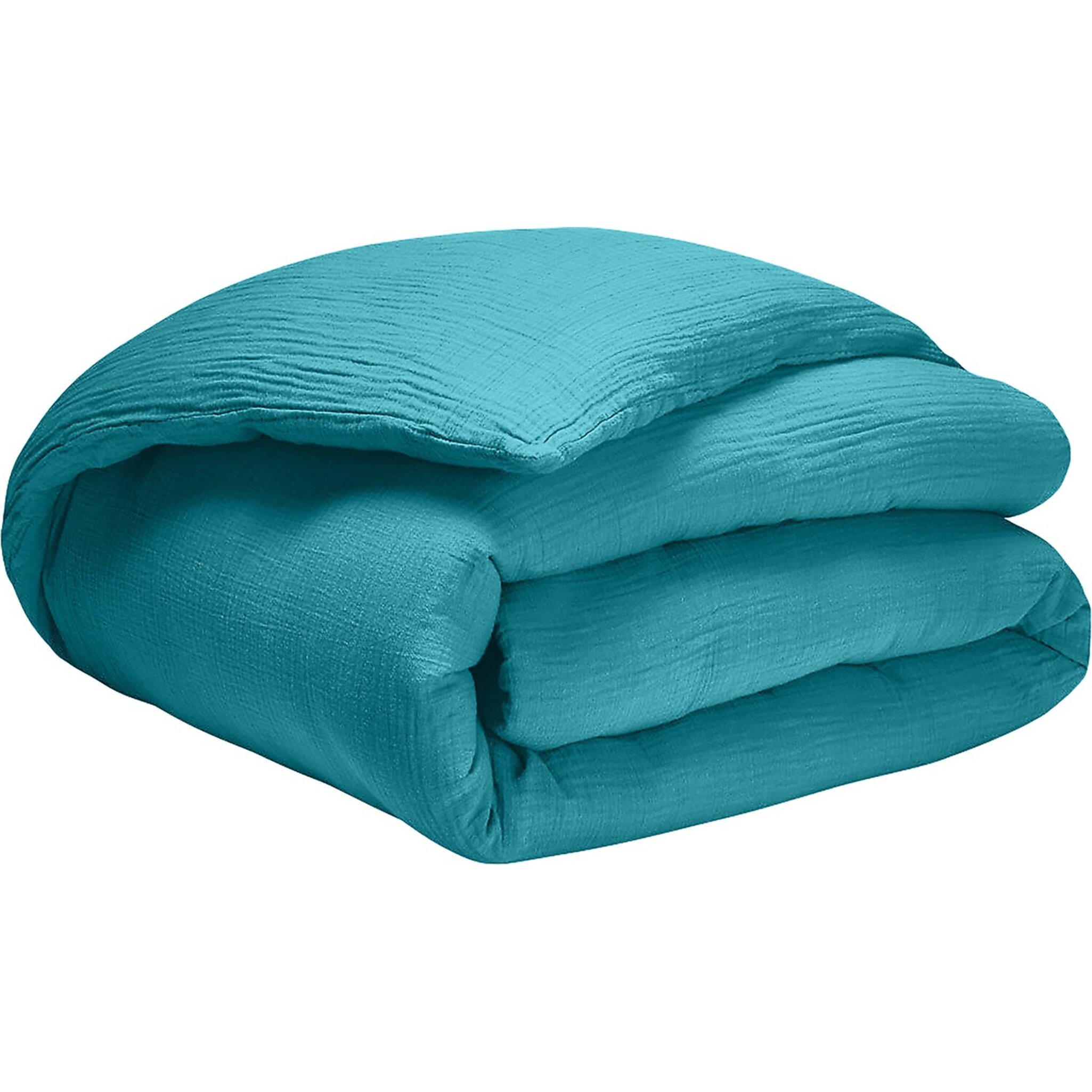 Housse de couette 100% gaze de coton bleu enamel