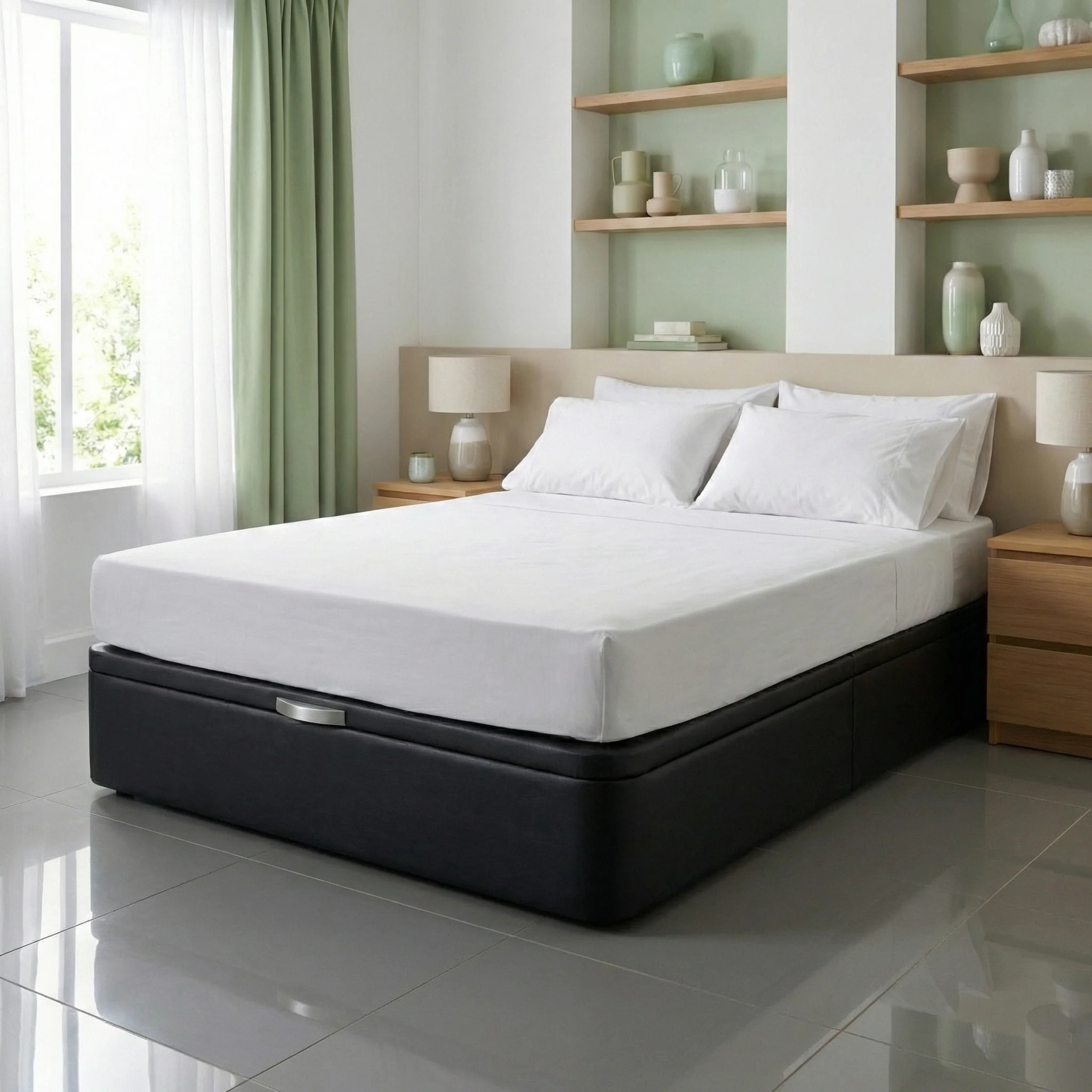 Canapé Polipiel de Luxe Negro - Incluye Montaje