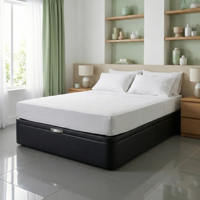 Canapé Polipiel de Luxe Negro - Incluye Montaje