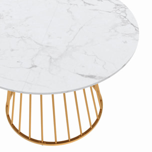 Table à manger ronde Adelle Ø110cm effet marbre et doré