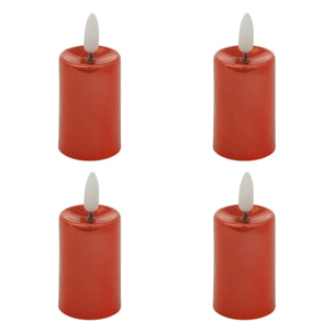 Lot de 4 bougies LED votives métal rouge