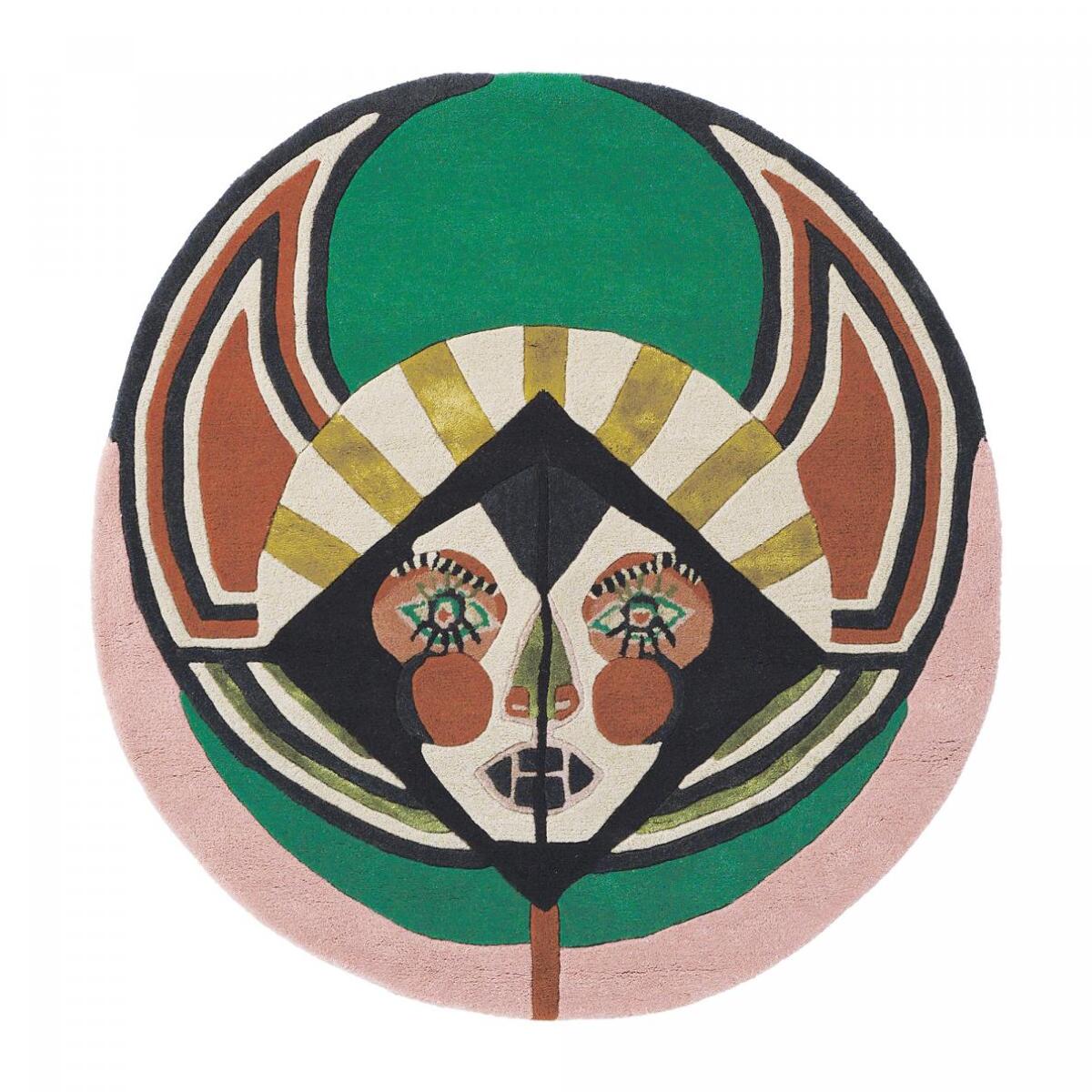 Tapis salon et chambre fait à la main en laine motif fresque LUNICIA