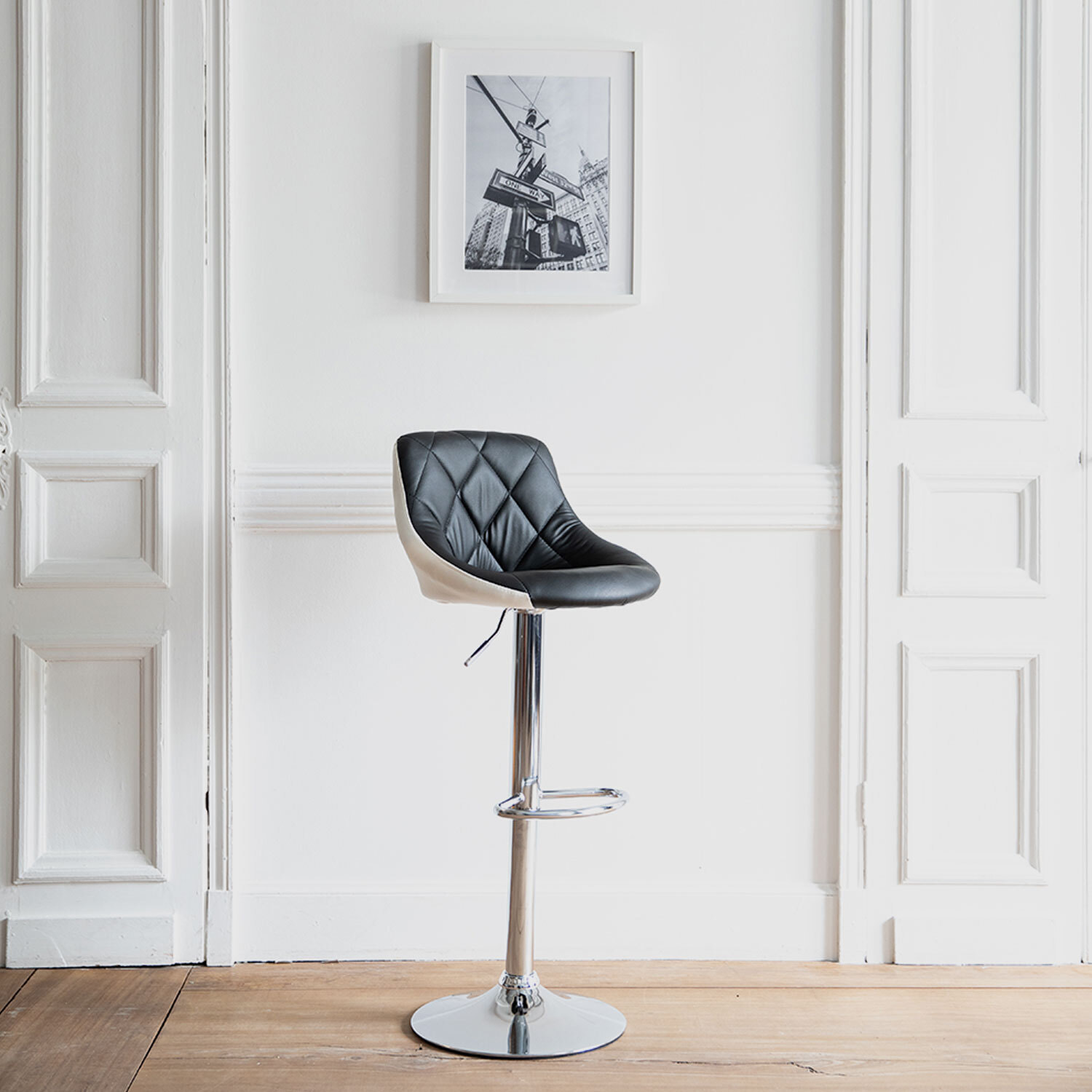 Tabouret de bar noir et blanc JASPER