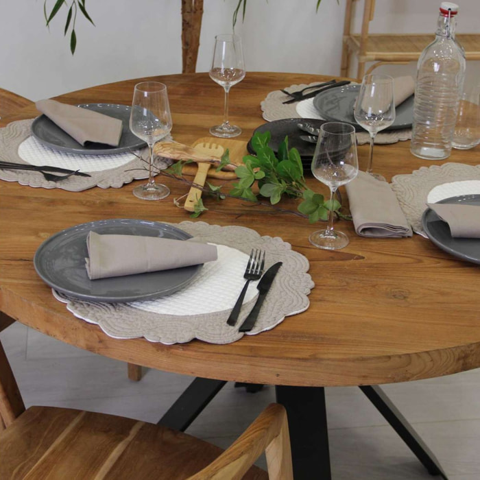 Set de table rond lavable - Ecru