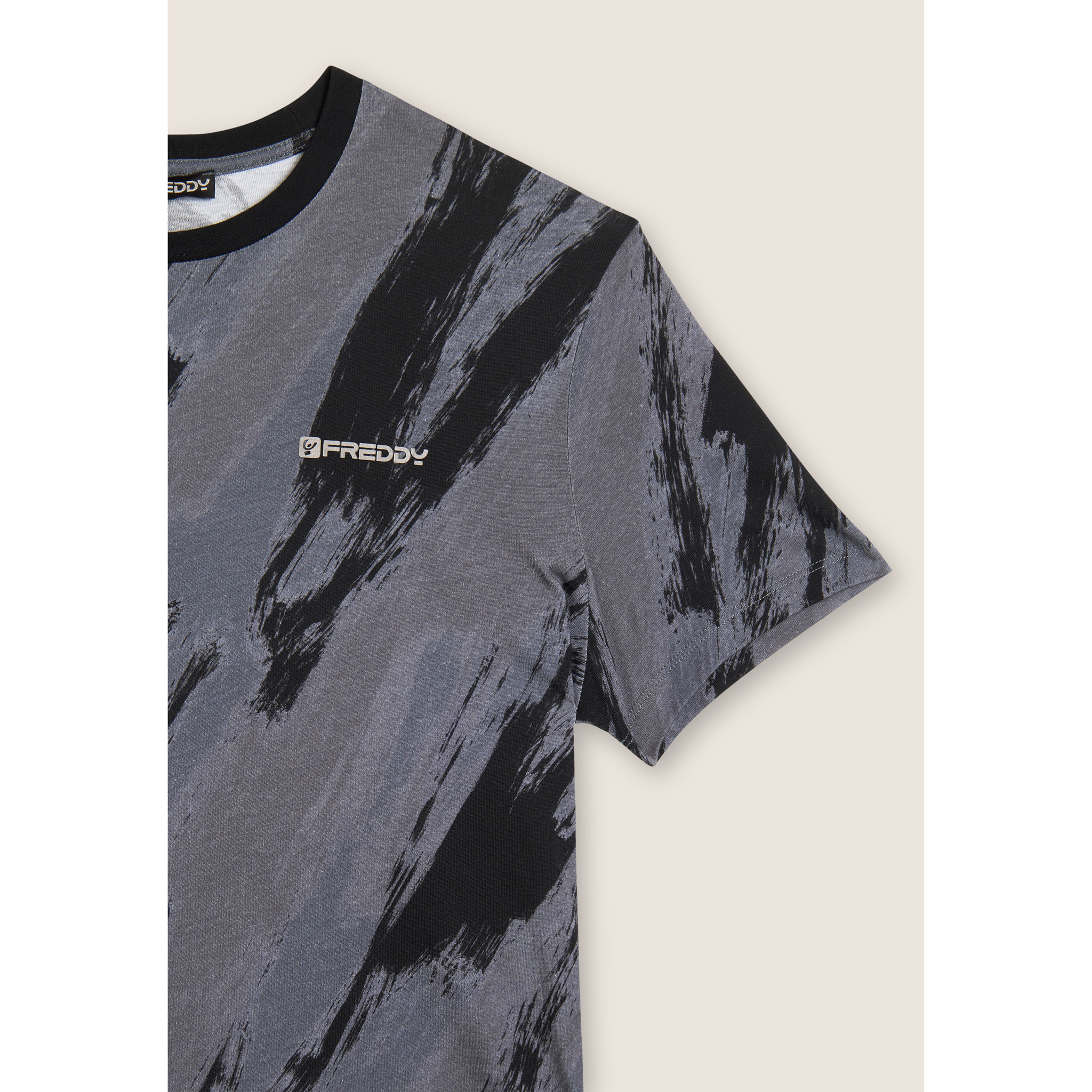 T-shirt stampata effetto pennellata in cotone