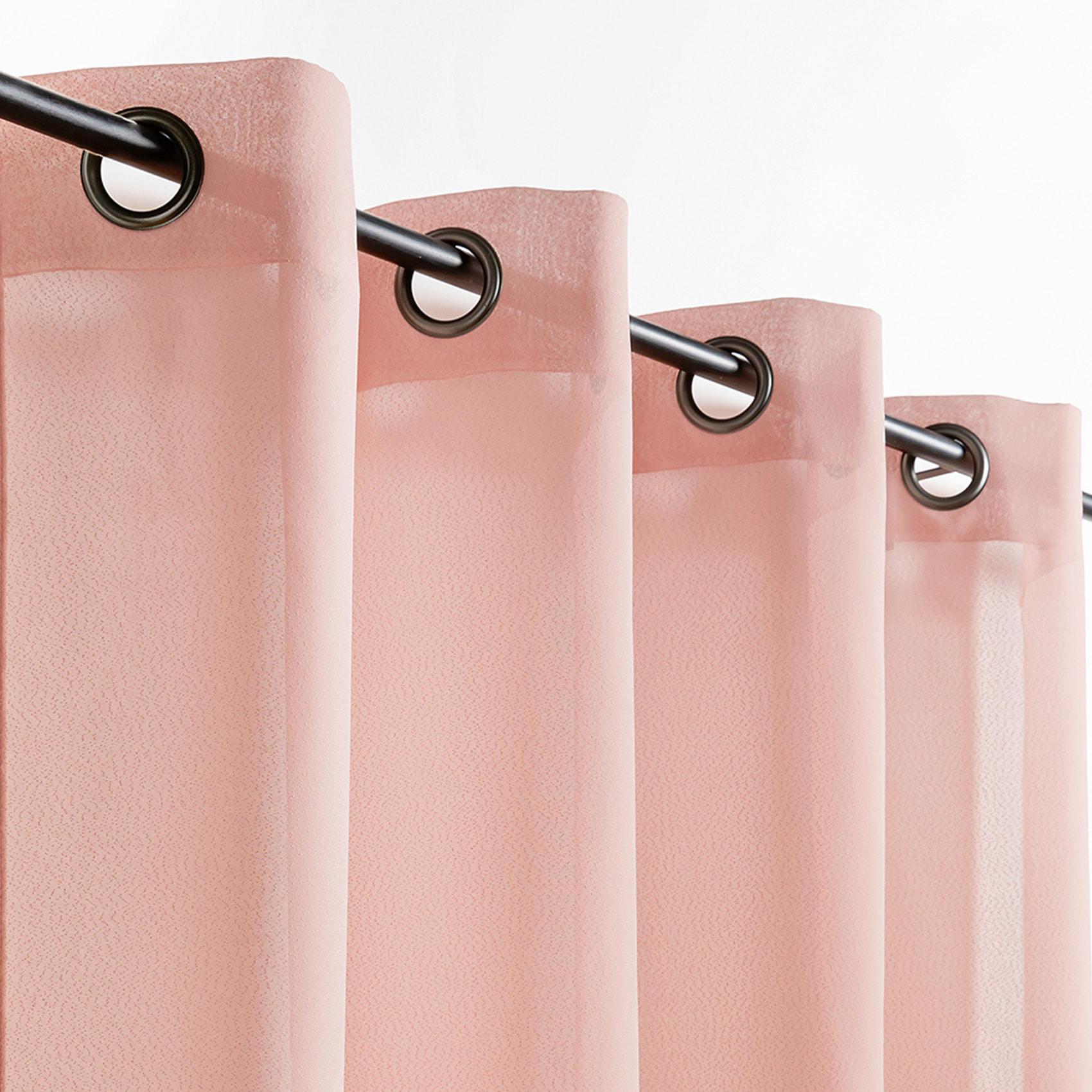Voilage  - Effet naturel avec fils en relief - Rose