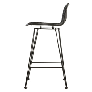 Lot de 2 chaises de bar mi-hauteur 63 cm en résine tressée noire - Jigani