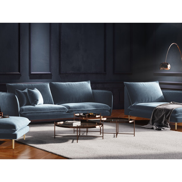 Méridienne droite "Vienna" en velours bleu