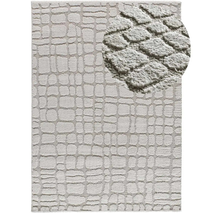 JUNO Alfombra geométrica con relieve gris, varias medidas disponibles.