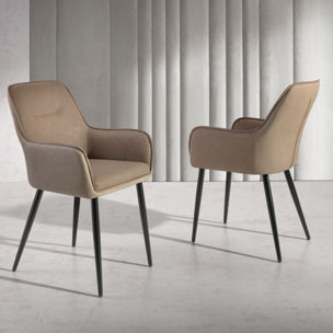 Set 2 butacas DUGLAS - polipiel marrón y beige, negro mate - 60x57x87cm