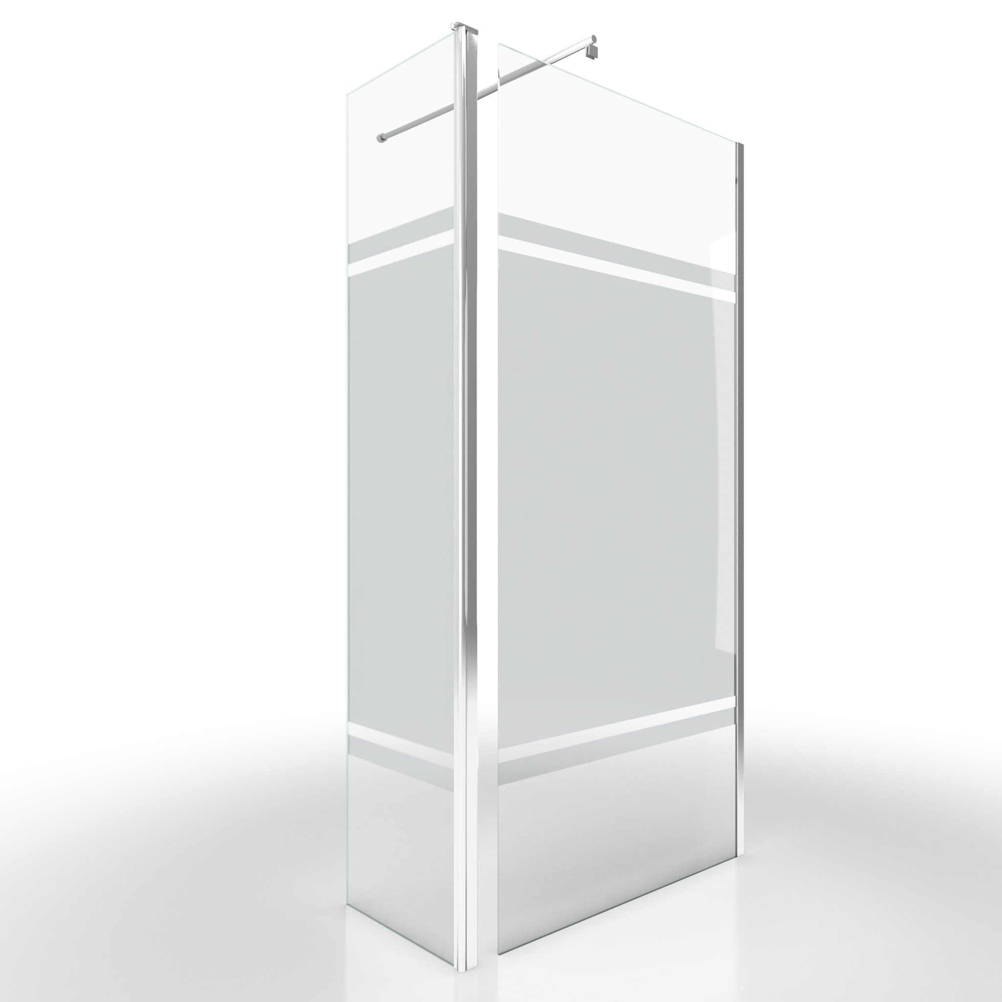 Paroi de Douche et Volet Pivotant 90+40x200 cm - Bandeau Miroir - Barre de Fixation Chrome