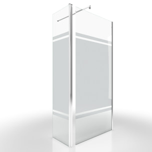Paroi de Douche et Volet Pivotant 90+40x200 cm - Bandeau Miroir - Barre de Fixation Chrome