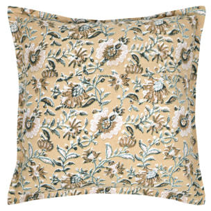 Coussin décoratif végétal graphique - Jaune moutarde