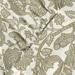 Juego de sábanas algodón Enelia verde seco - topo