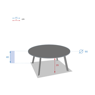 Table d'appoint Saona D90cm en acier époxy