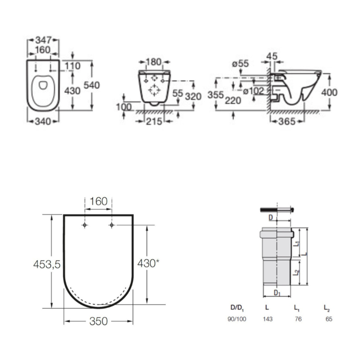 Pack WC bâti-support ECO 2L Swiss Aqua Technologies + WC suspendu Roca avec abattant SoftClose + plaque (STEROGAWR03-FR)