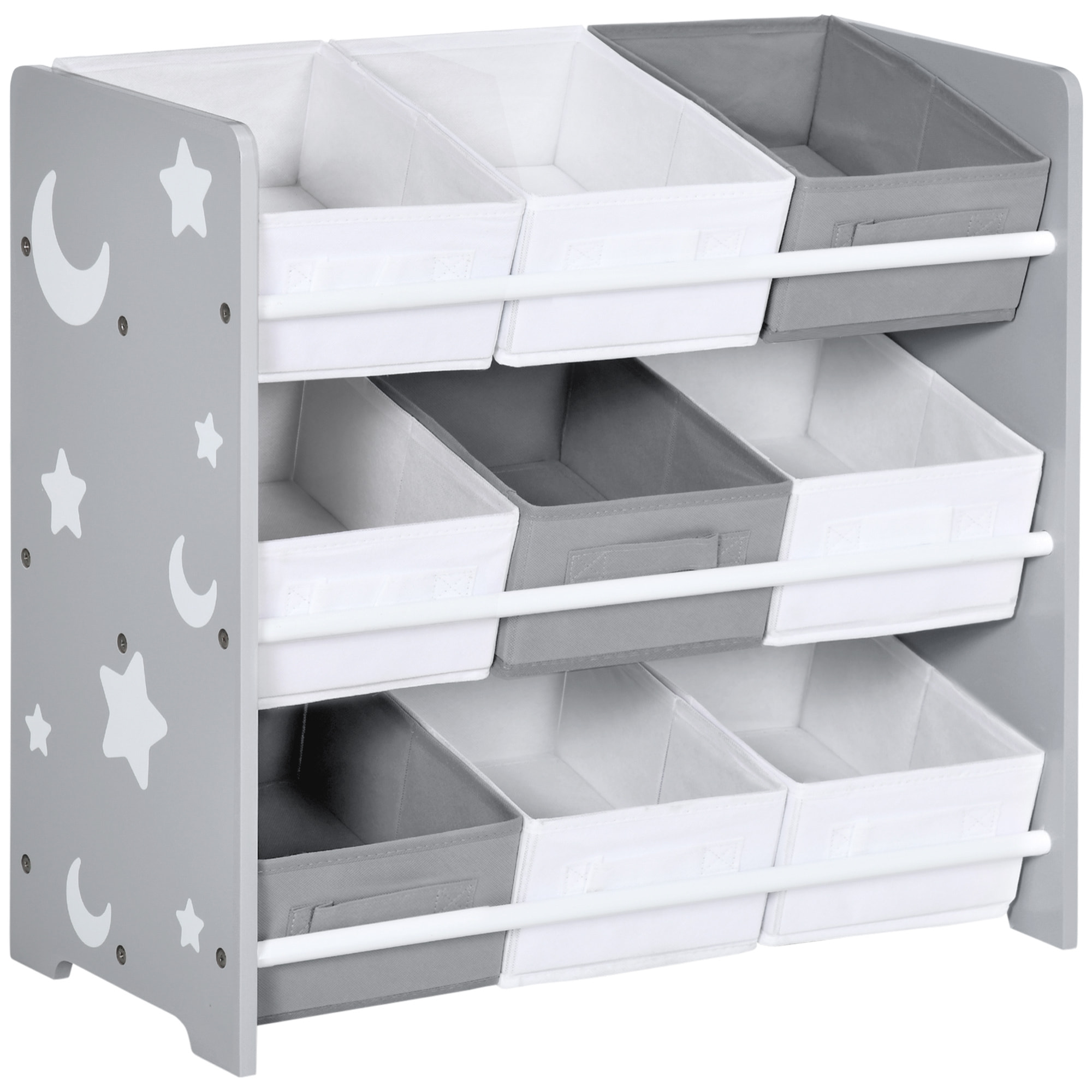 Estantería Infantil con 9 Cajas de Tela no Tejida Extraíbles Organizador de Juguetes para Dormitorio Guardería 63x30x60 cm Gris