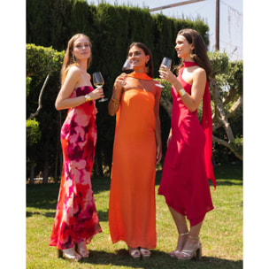 Vestido asimétrico con fular