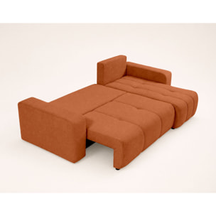 Nicole - canapé d'angle réversible 4 places convertible avec coffre en tissu - Rouille