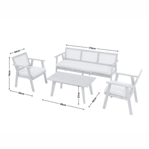 Salon de jardin 5 places en bois d’acacia et cannage HOA