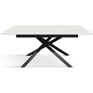 Tavolo VOLPAIA in legno, finitura bianco frassinato e base in metallo verniciato antracite, allungabile 120x80 cm - 170x80 cm