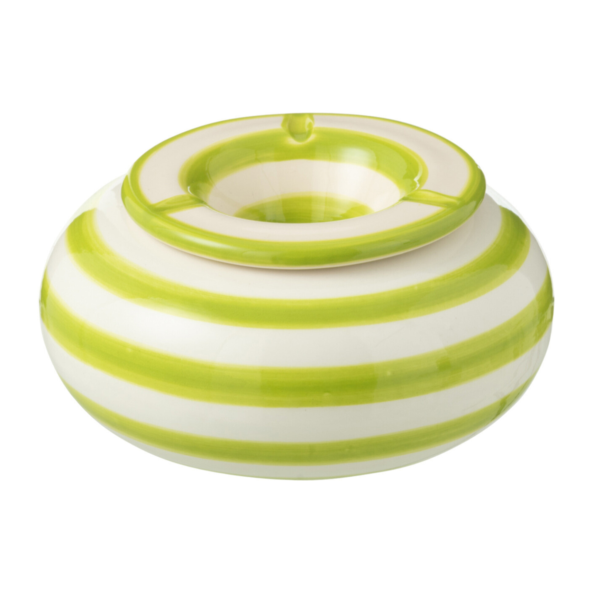 J-Line cendrier Granada Stripes - céramique - blanc/vert - large
