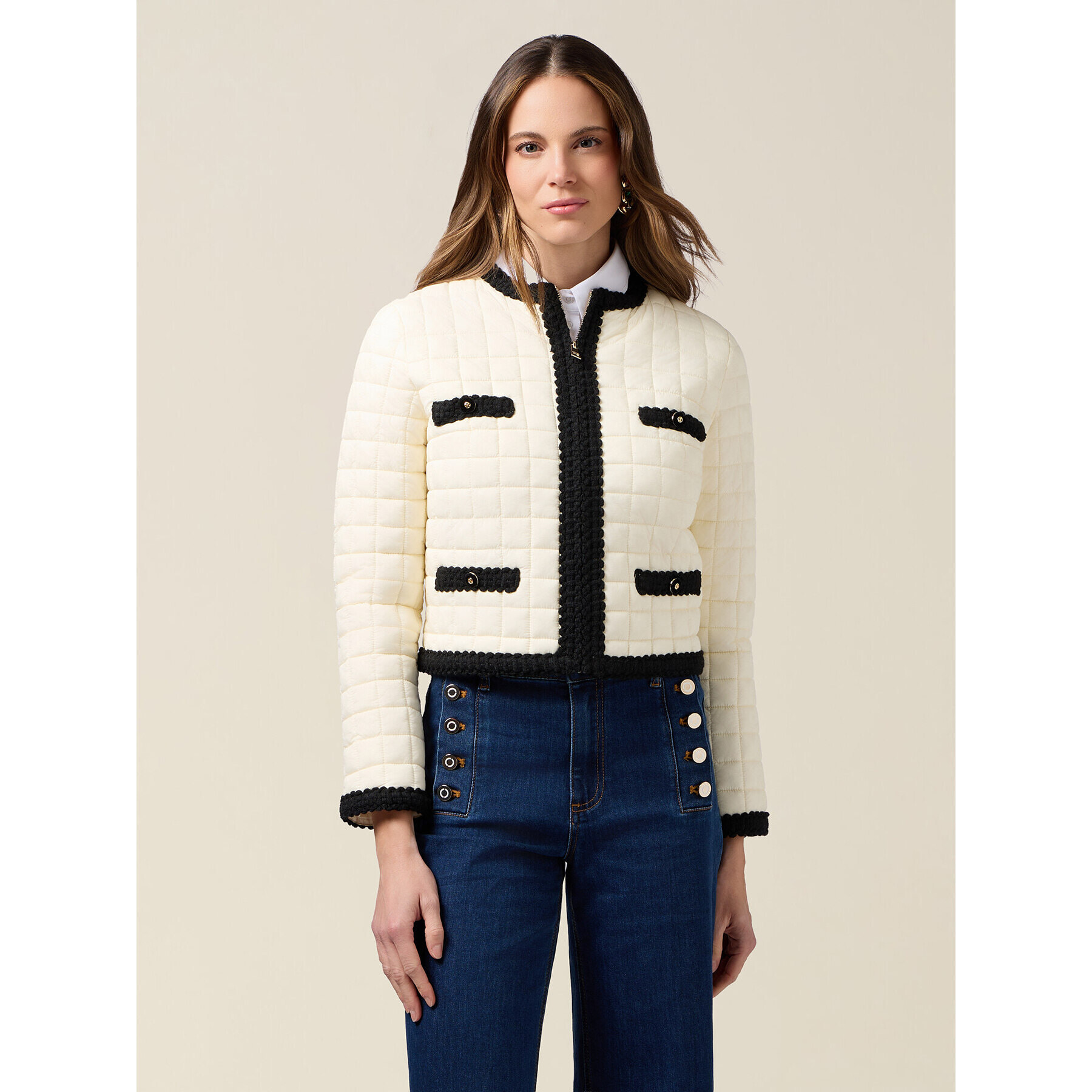 Oltre - Piumino lightweight trapuntato bicolor - Bianco