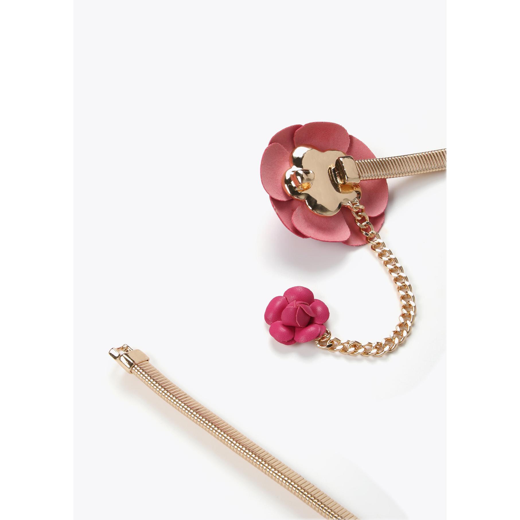 Cintura elasticizzata metallo fiori effetto pelle