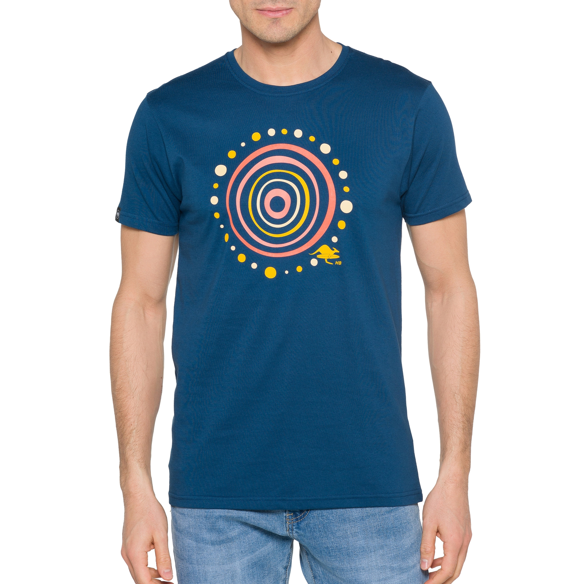 T-shirt in cotone 150 gr Aboriginal Hot Buttered Blu Indigo.