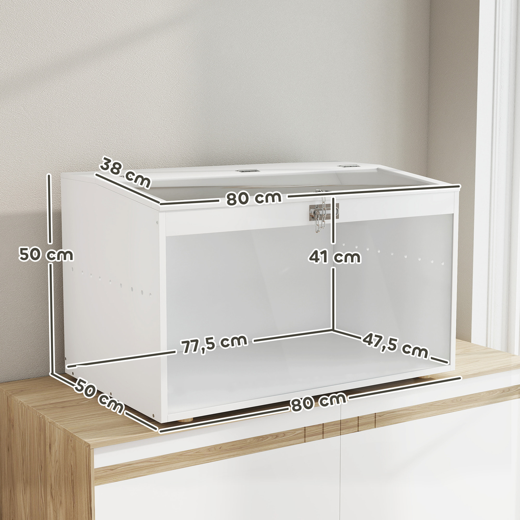 Jaula para Hámster Casa para Animales Pequeños con Tapa Abatible y Ventana de Acrílico Transparente para Hámsteres Enanos Jerbos Pequeños 80x50x50 cm Blanco