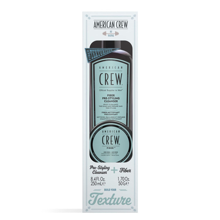 Crew Styling - Coffret Shampoing Pré-Coiffant Fiber 250 ml + Cire Fiber Classic 50g