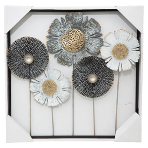 Déco murale "Fleurs" métal 50x50cm