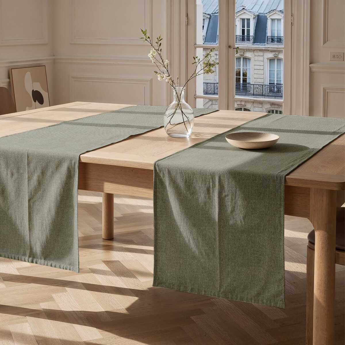 Chemin de table INDRA VERT MOUSSE