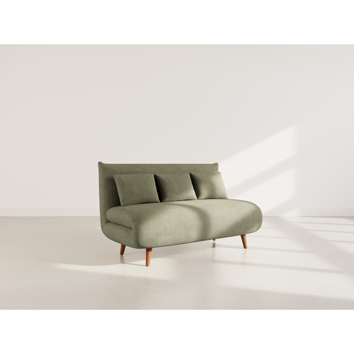 Lumi - Banquette convertible clic-clac 2 places en velours côtelé - Vert