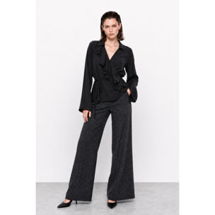 Kocca - Blusa a portafoglio in viscosa con scollo a V e ruches Donna
