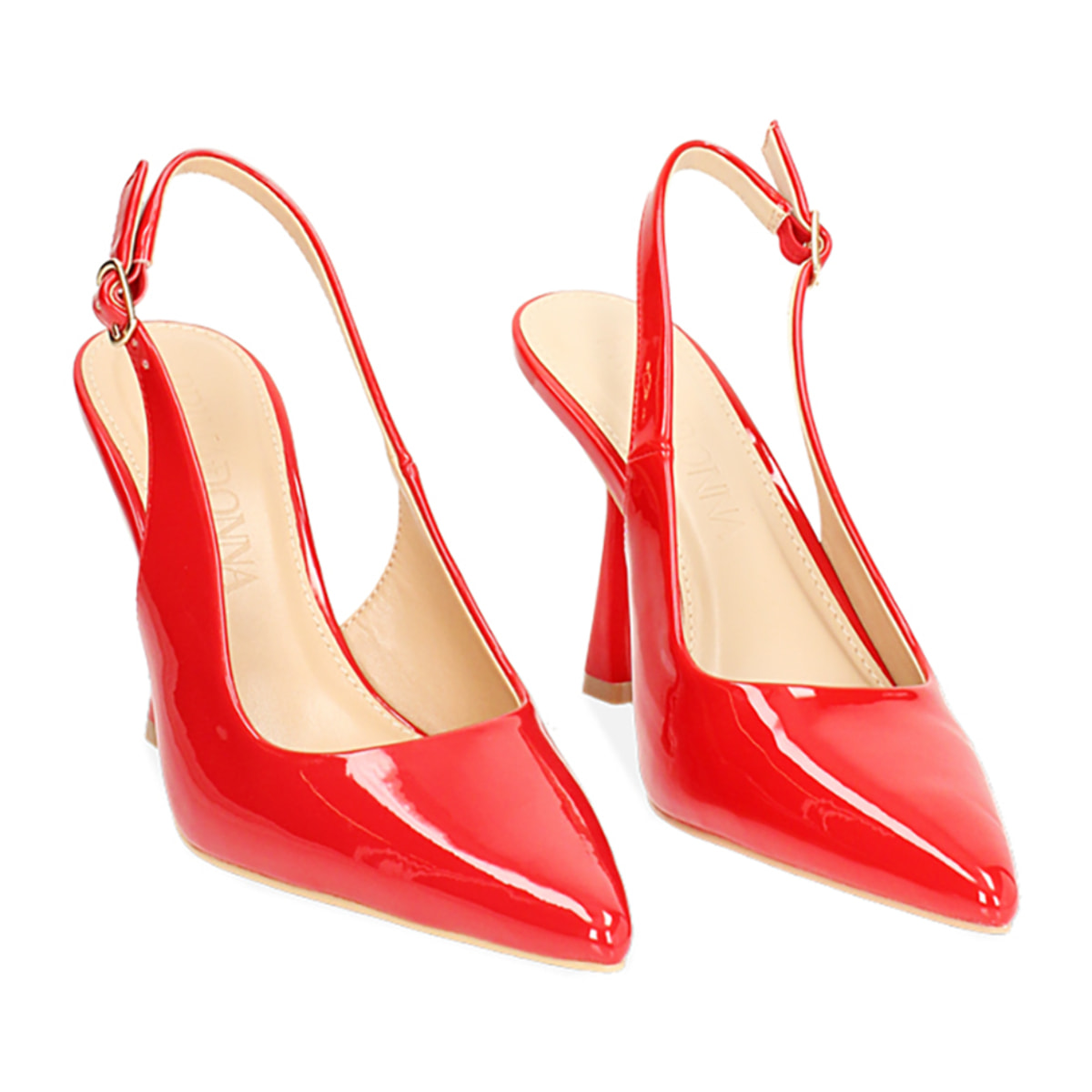 Slingback mujer rojas estilizadas en charol
