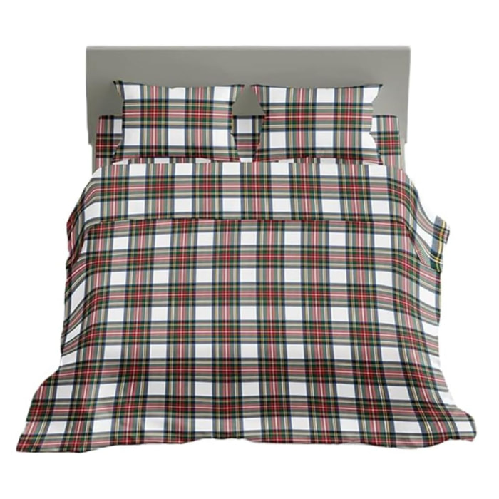Intrecci - Completo Lenzuola Scozzese, Set Lenzuola e Federe in Puro Cotone, Singolo