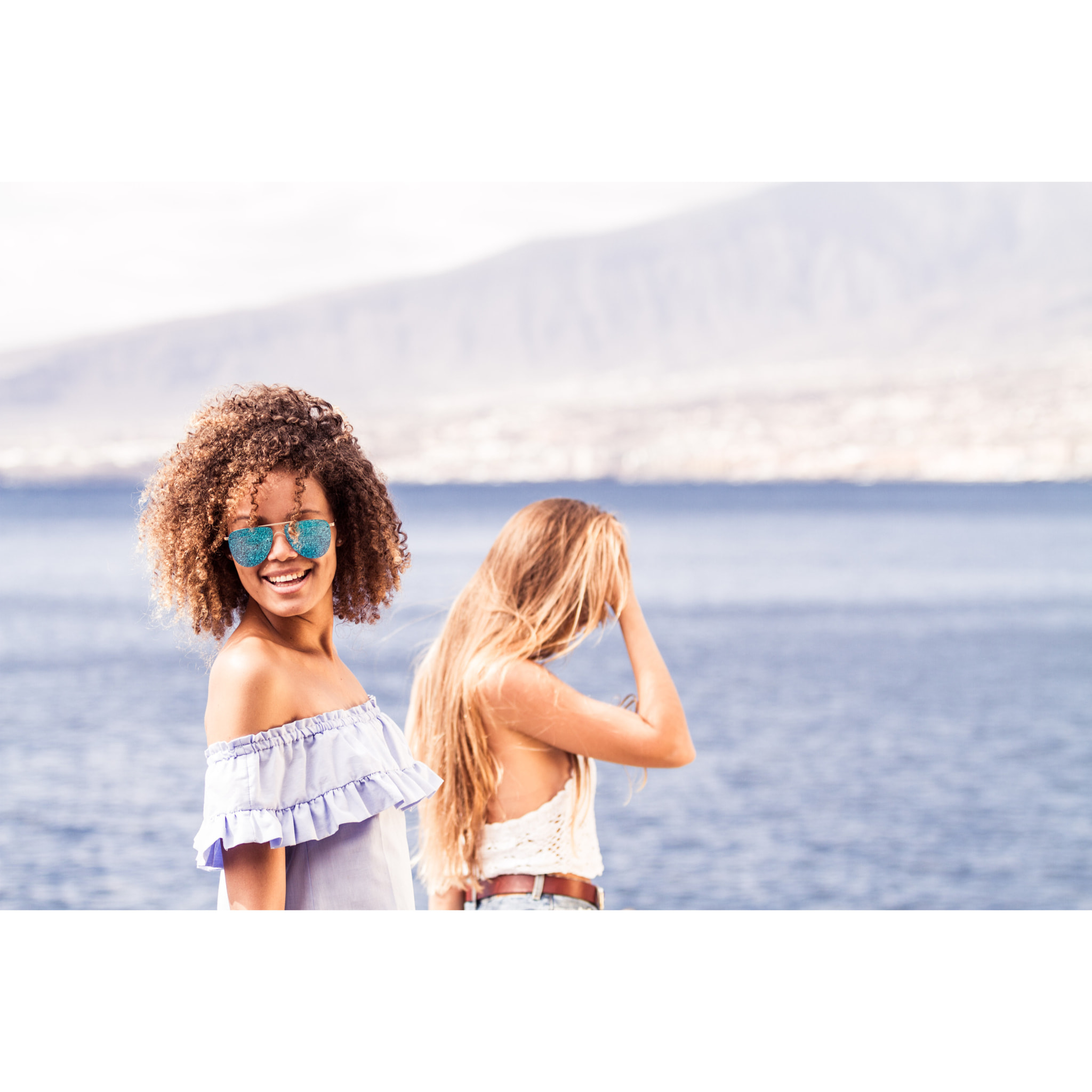 Gafas de sol OCEAN LONG BEACH - Nuevo montura dorado mate / Plana revo azul cielo real