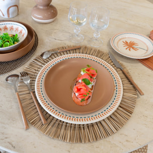 Lot de 6 assiettes à dessert marron en grès 20,5cm ARITA