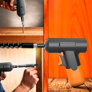 Destornillador eléctrico mini taladro, con batería, juego de accesorios y maletín