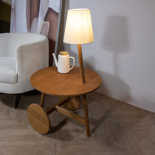 Table d'appoint en teck avec lampe