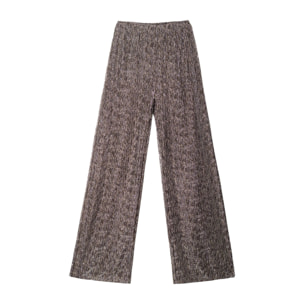 Pantalón palazzo de punto lúrex de mujer