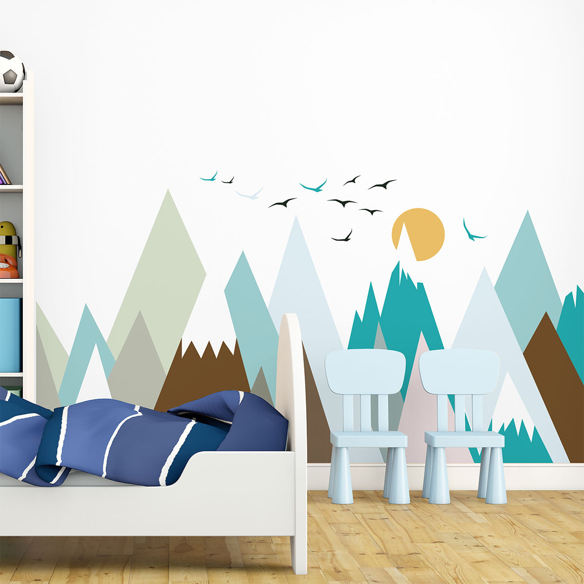 Stickers muraux enfants - Décoration chambre bébé - Autocollant Sticker mural géant enfant montagnes scandinaves OYENKA