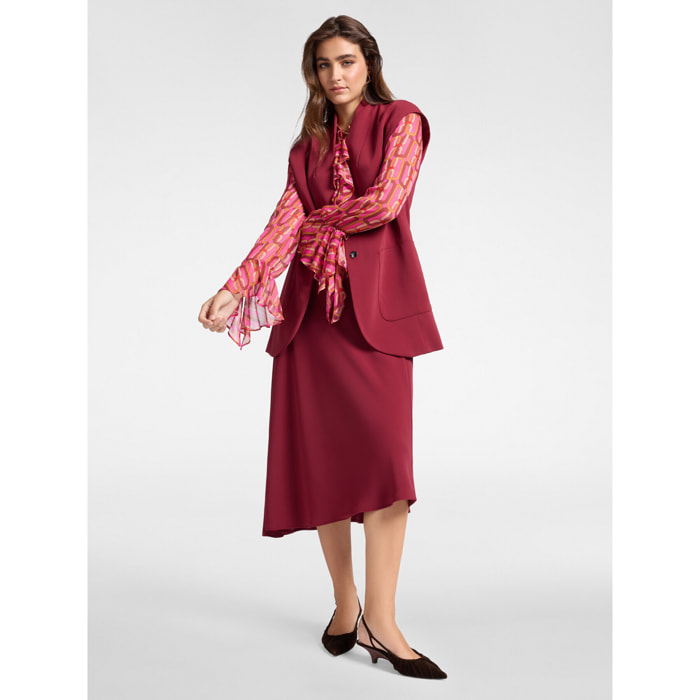 Elena Mirò - Falda asimétrica en cady elástico - Burgundy