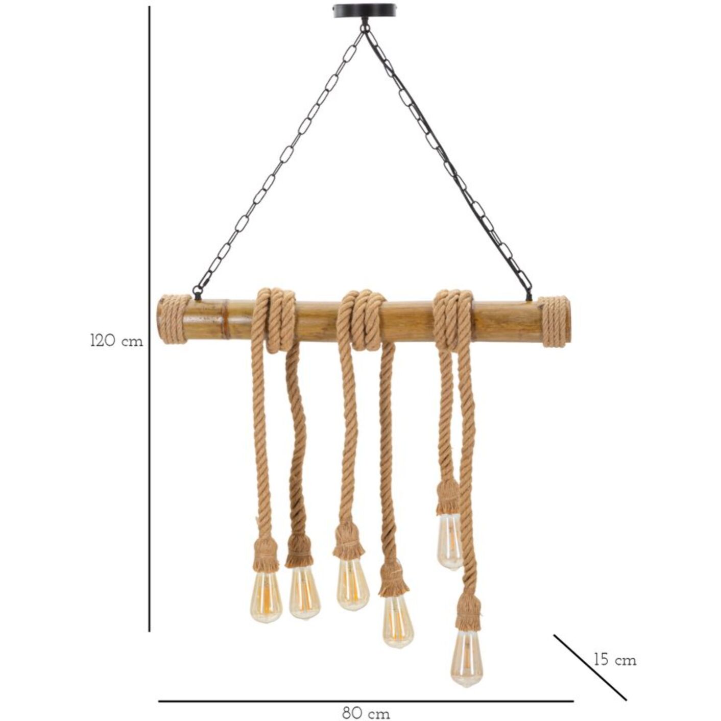 LAMPADARIO BAMBOO/ROPE CM 80X15X120