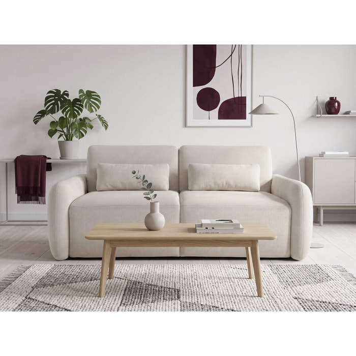 Canapé lit convertible express "Aurelie" - Matelas 18 cm - Couchage 140 cm - 3 places - Beige